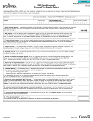 Document preview: Form TD1NB New Brunswick Personal Tax Credits Return - New Brunswick, Canada, 2020
