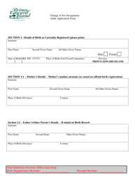 Change of Sex Designation Adult Application Form - Prince Edward Island, Canada, Page 2