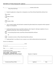 Change of Sex Designation Adult Application Form - Prince Edward Island, Canada, Page 3