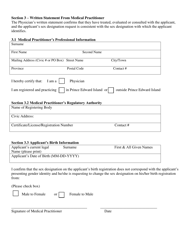 Change of Sex Designation Adult Application Form - Prince Edward Island, Canada, Page 4