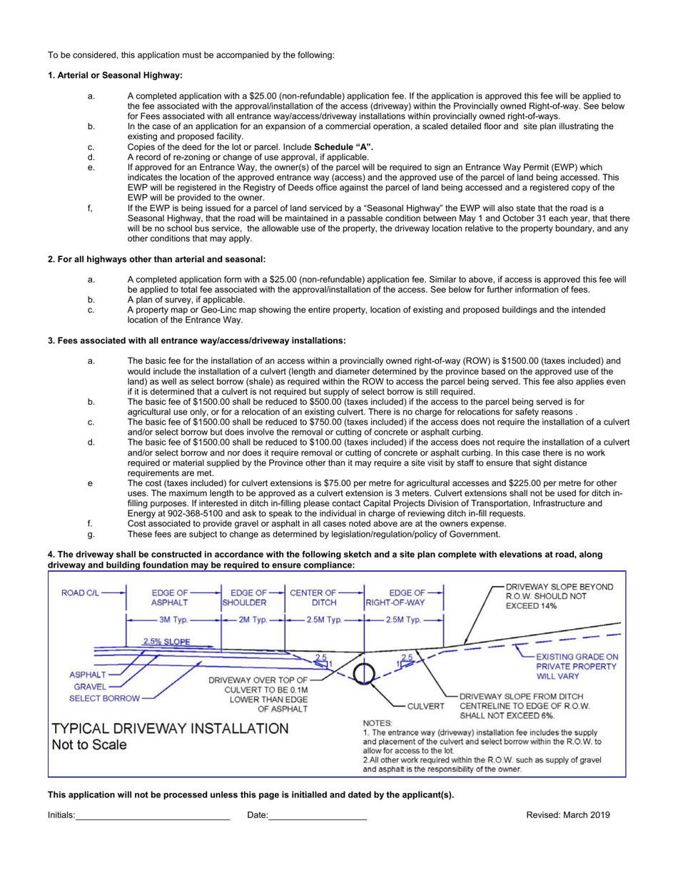 Application for an Entrance Way / Highway Access - Prince Edward Island, Canada, Page 2