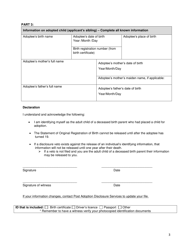 Application for Statement of Original Registration of Birth by the Adult Child of a Deceased Birth Parent - New Brunswick, Canada, Page 3