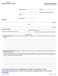 Form 20F Garnishee&#039;s Statement - Ontario, Canada