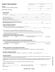 Form PCR965 (12) Surety Declaration - British Columbia, Canada (English/French)