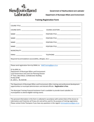 Document preview: Training Registration Form - Newfoundland and Labrador, Canada