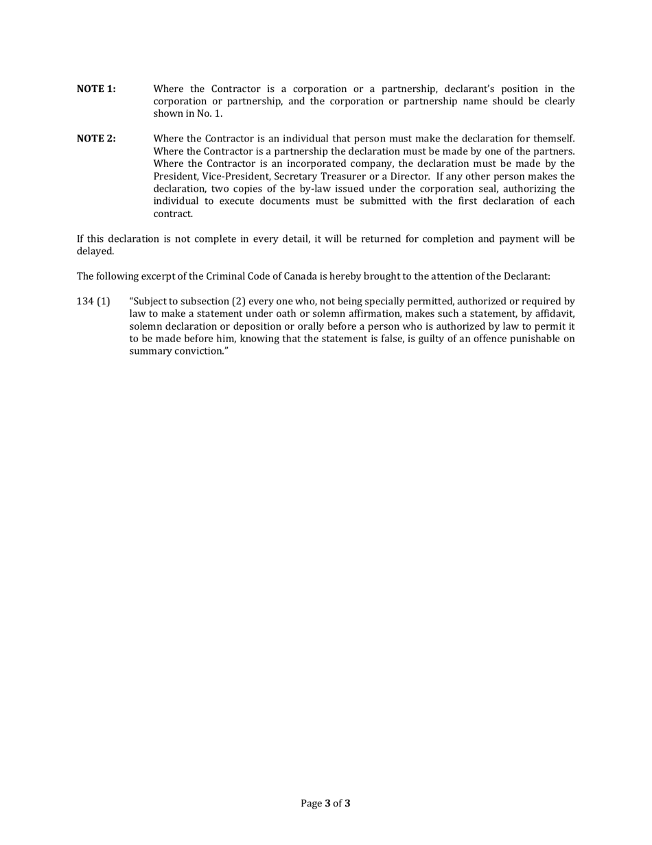 Statutory Declaration - Northwest Territories, Canada, Page 3