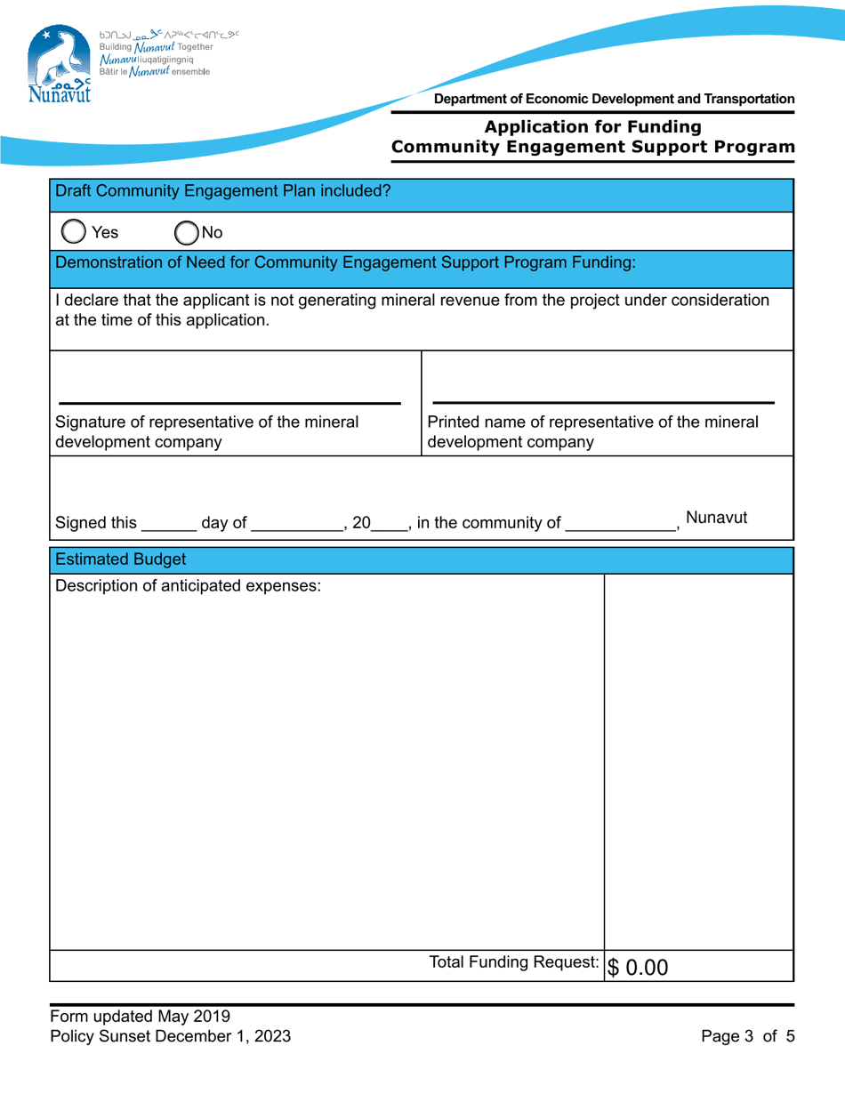 Application for Funding Community Engagement Support Program - Nunavut, Canada, Page 3