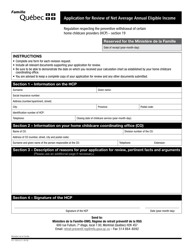 Form FO-1001A &quot;Application for Review of Net Average Annual Eligible Income&quot; - Quebec, Canada