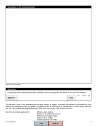 Form SJ-1168A Claim for Unlawful Detention Resulting From an Administrative Error - Quebec, Canada, Page 2
