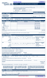 Form 3003-01A Appendix 1 Information About Education and Employment - Quebec, Canada