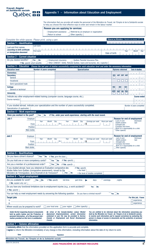 Form 3003-01A Appendix 1 Information About Education and Employment - Quebec, Canada, Page 2