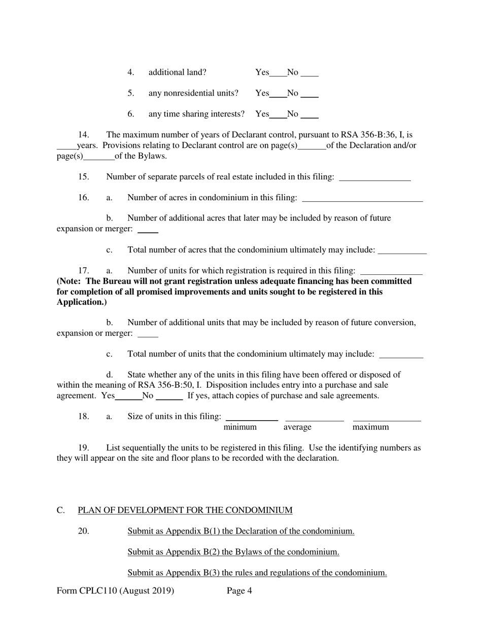 Form CPLC110 Abbreviated Application for Registration - New Hampshire, Page 4
