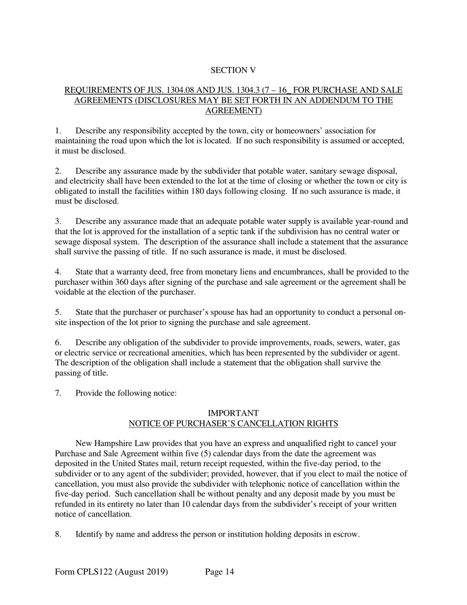 Form CPLS122 Application for 10 Residential Unit Exemption - New Hampshire, Page 14