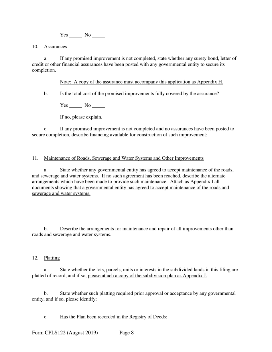 Form CPLS122 Application for 10 Residential Unit Exemption - New Hampshire, Page 8