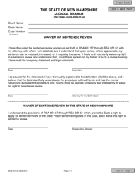 Document preview: Form NHJB-2315-SE Waiver of Sentence Review - New Hampshire