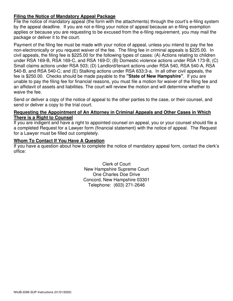 Instructions for Form NHJB-2296-SUP Rule 7 Notice of Mandatory Appeal - New Hampshire, Page 4