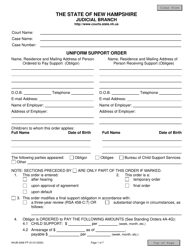 Form NHJB-2066-FP Uniform Support Order - New Hampshire