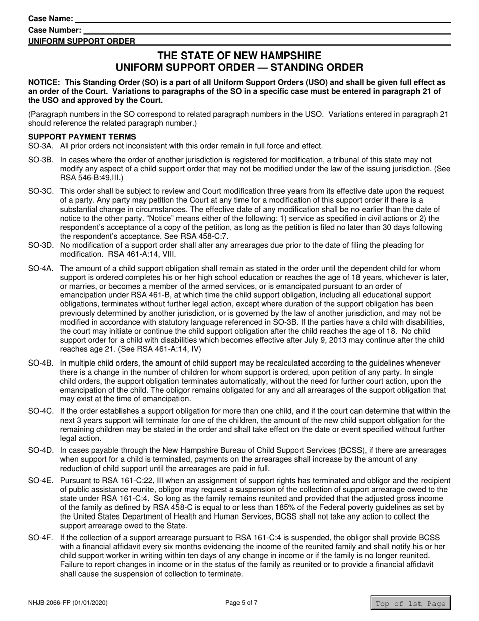 Form NHJB-2066-FP Uniform Support Order - New Hampshire, Page 5