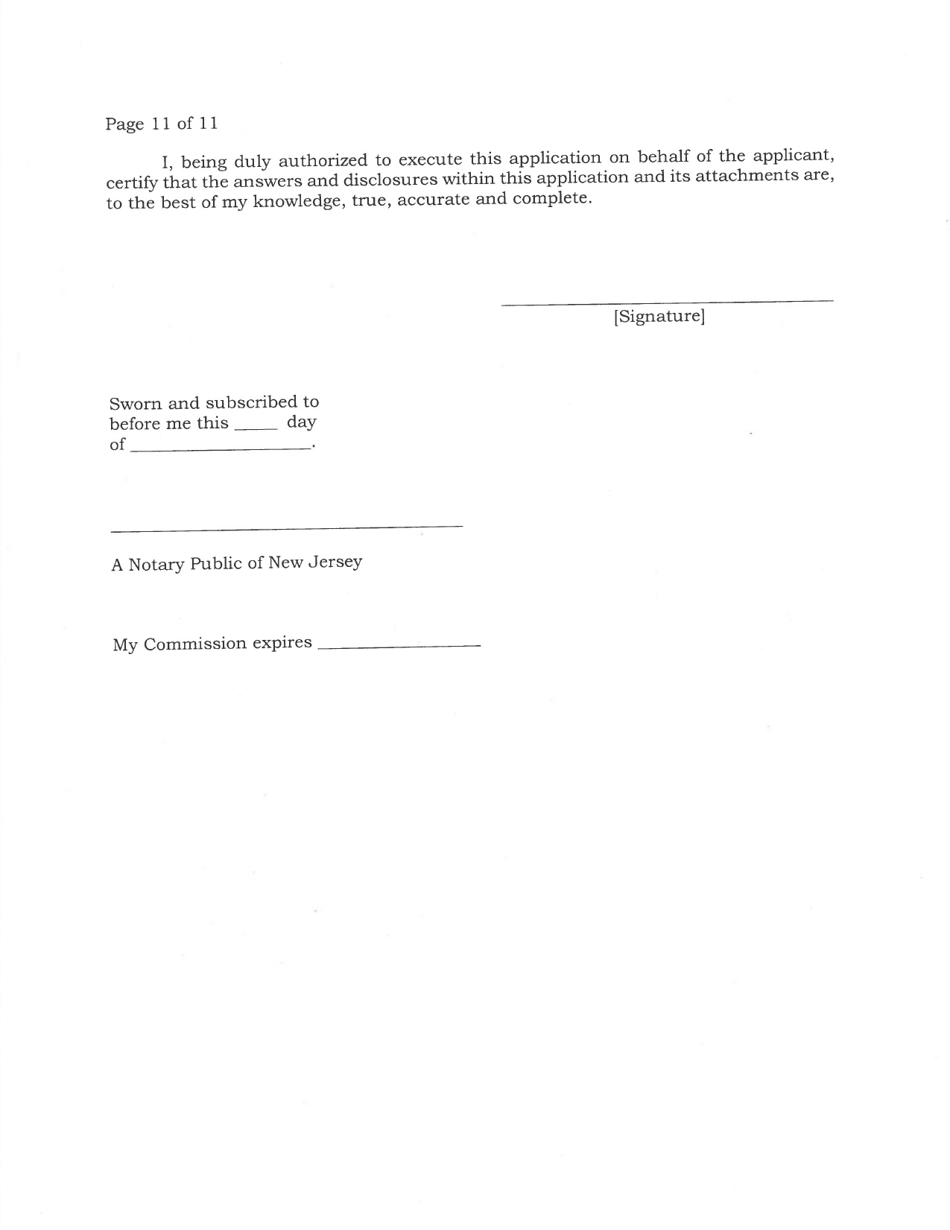 Application for Sports Wagering License by Owner or Lessee of a Former Racetrack - New Jersey, Page 11