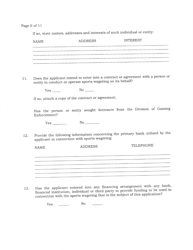 Application for Sports Wagering License by Owner or Lessee of a Former Racetrack - New Jersey, Page 6