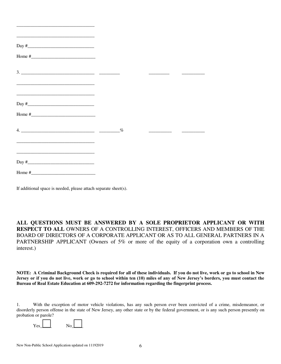 Application for Realestate School License for Non-public School - New Jersey, Page 6