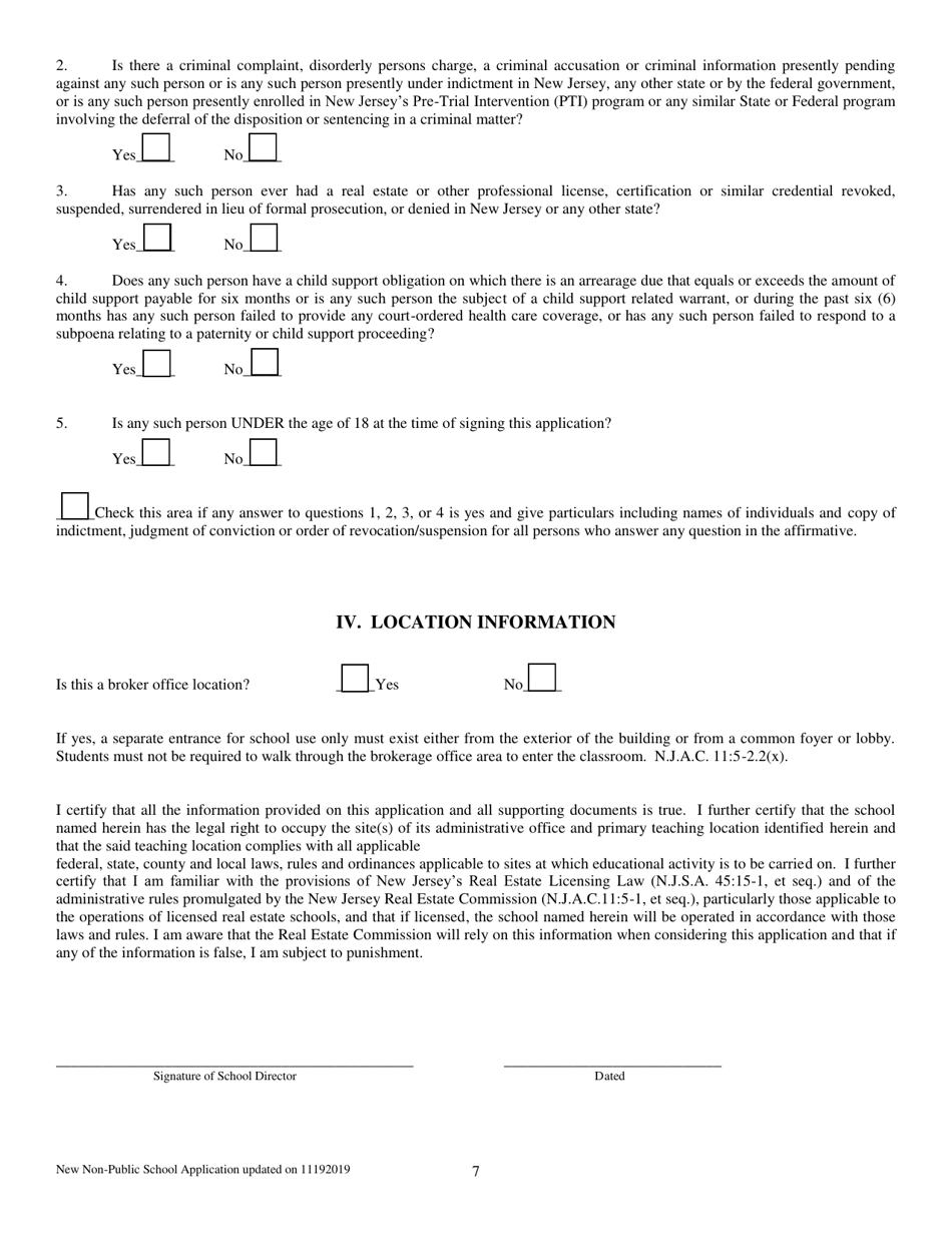 Application for Realestate School License for Non-public School - New Jersey, Page 7