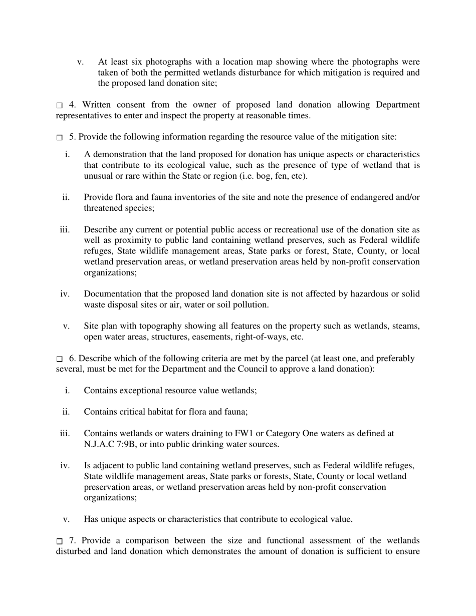 Land Donation Proposal Checklist for Completeness - New Jersey, Page 2
