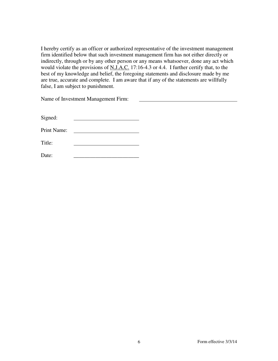 Disclosure Report of Political Contributions by Investment Management Firm - New Jersey, Page 6