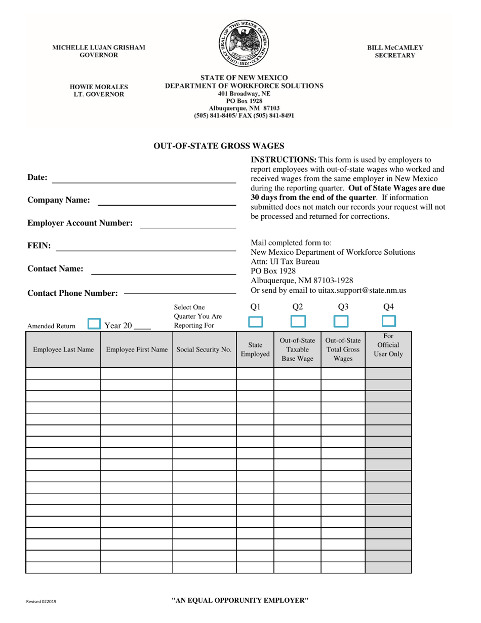 Out of State Gross Wage Request - New Mexico, Page 1