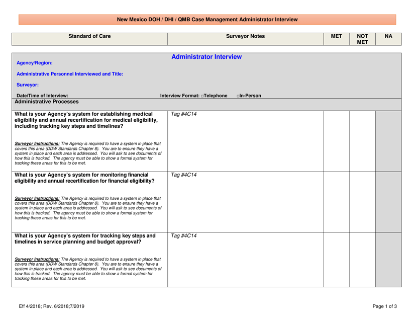 New Mexico Doh / Dhi / Qmb Case Management Administrator Interview - New Mexico Download Pdf