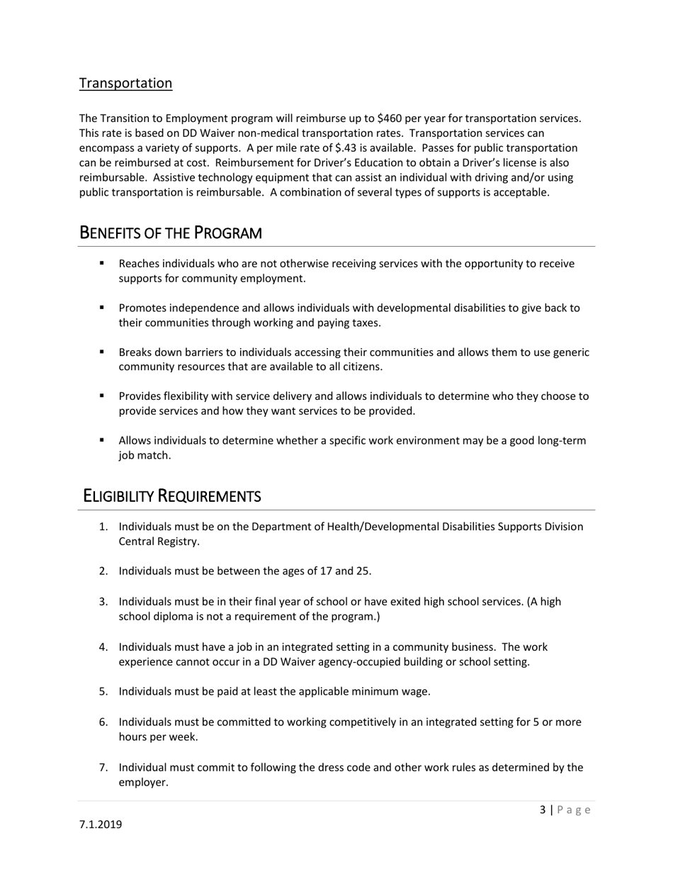 Transition to Employment Application - New Mexico, Page 3