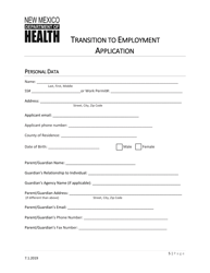 Transition to Employment Application - New Mexico, Page 5