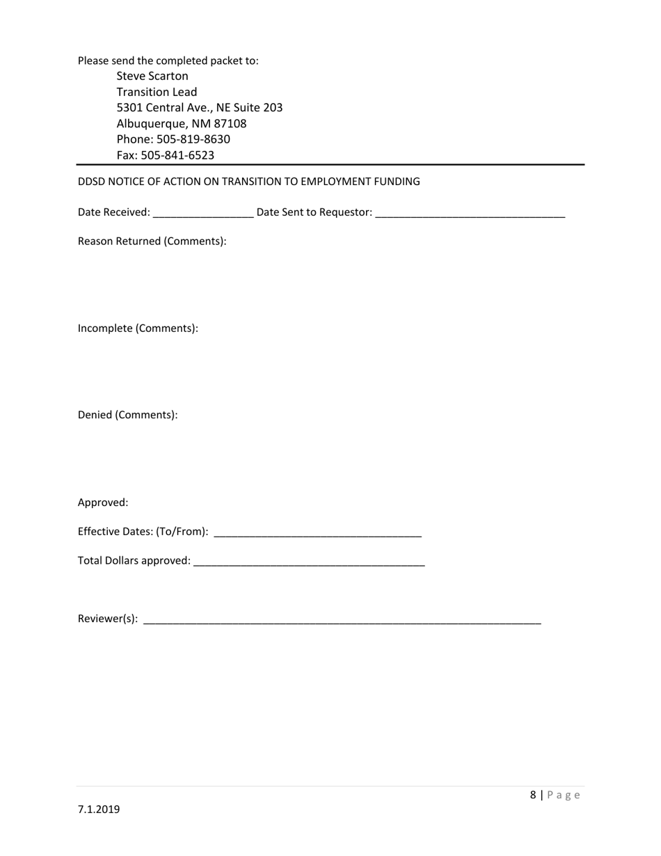 Transition to Employment Application - New Mexico, Page 8