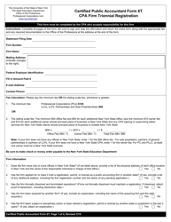 Certified Public Accountant Form 6T CPA Firm Triennial Registration - New York