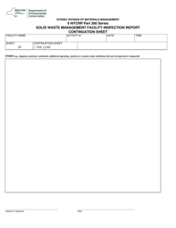 Document preview: Solid Waste Management Facility Inspection Report Continuation Sheet - New York