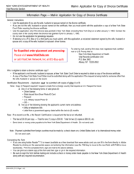 Form DOH-4378 Mail-In Application for Copy of Divorce Certificate - New York
