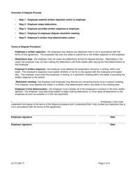 Form LS70 Written Authorization for Wage Advances - New York, Page 2
