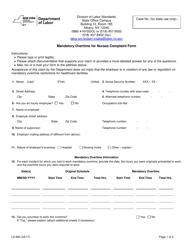 Form LS680 Mandatory Overtime for Nurses Complaint Form - New York