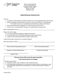 Document preview: Form LS560 Child Performer School Form - New York