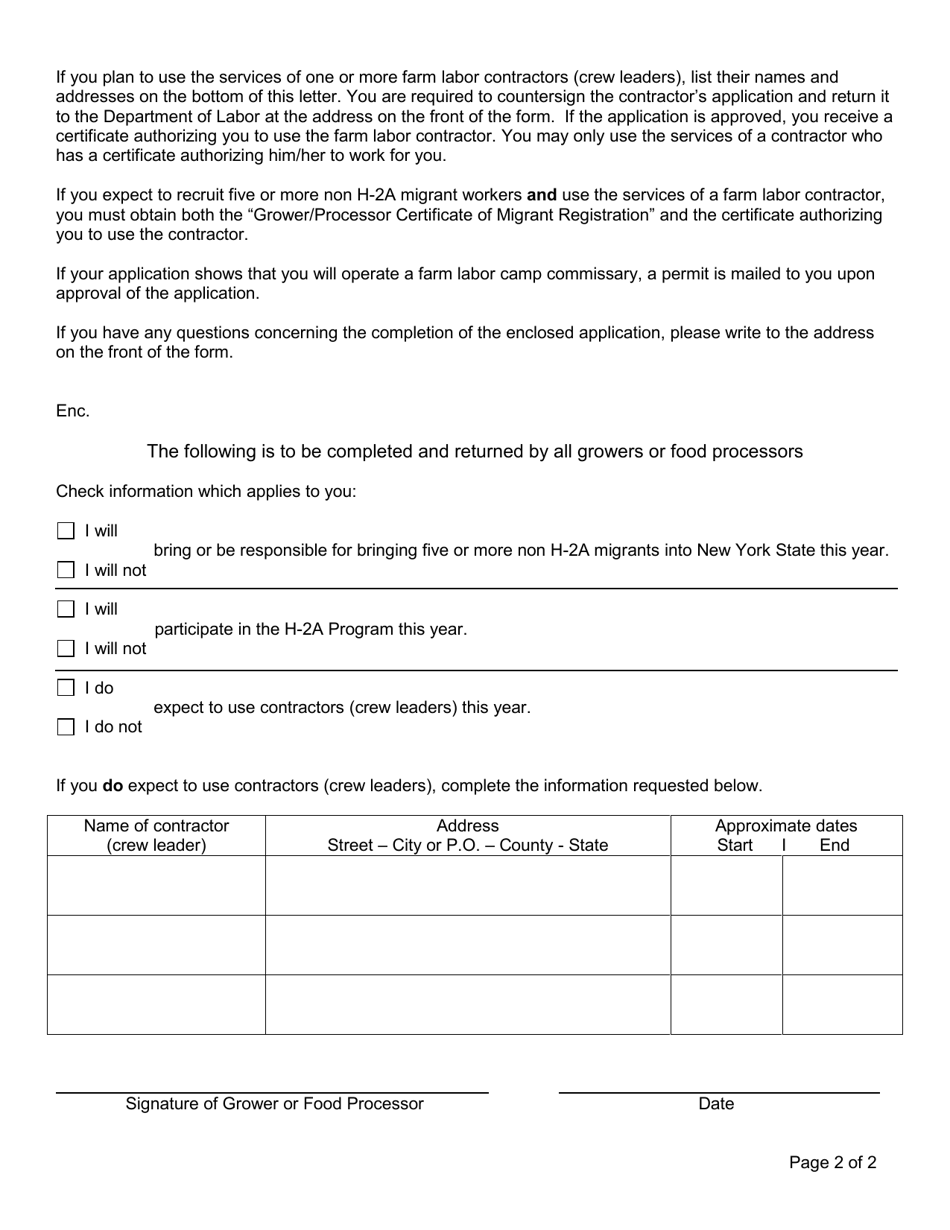 Form LS114 Grower / Processor Instruction Letter - New York, Page 2