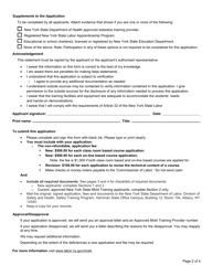 Form SH121 Application for Approval or Revision of a Mold Training Course - New York, Page 2