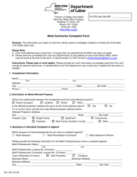 Document preview: Form SH140 Mold Contractor Complaint Form - New York