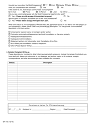 Form SH140 Mold Contractor Complaint Form - New York, Page 2