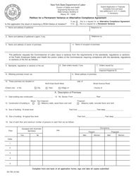 Document preview: Form SH-780 Petition for a Permanent Variance or Alternative Compliance Agreement - New York
