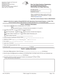 Form NYS100 New York State Employer Registration for Unemployment Insurance, Withholding, and Wage Reporting - New York