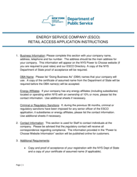 Instructions for Energy Service Company (Esco) Retail Access Application - New York