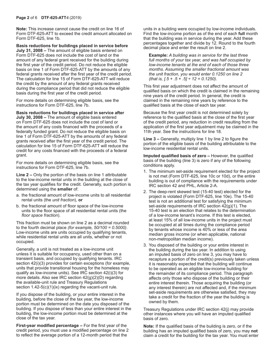 Instructions for Form DTF-625-ATT Low-Income Housing Credit Annual Statement - New York, Page 2