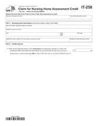 Document preview: Form IT-258 Claim for Nursing Home Assessment Credit - New York