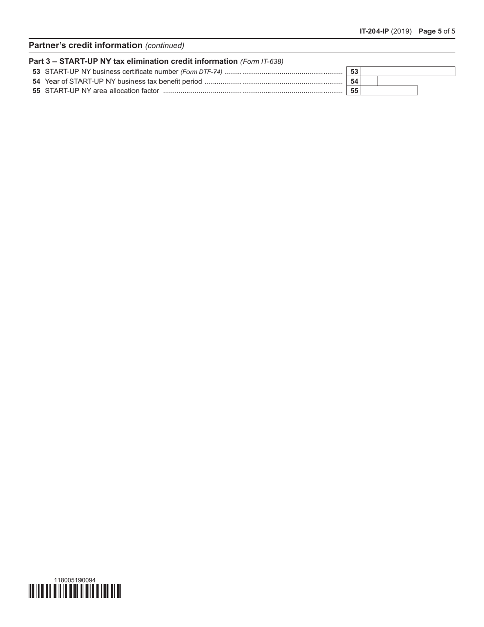 Form IT-204-IP New York Partners Schedule - New York, Page 5