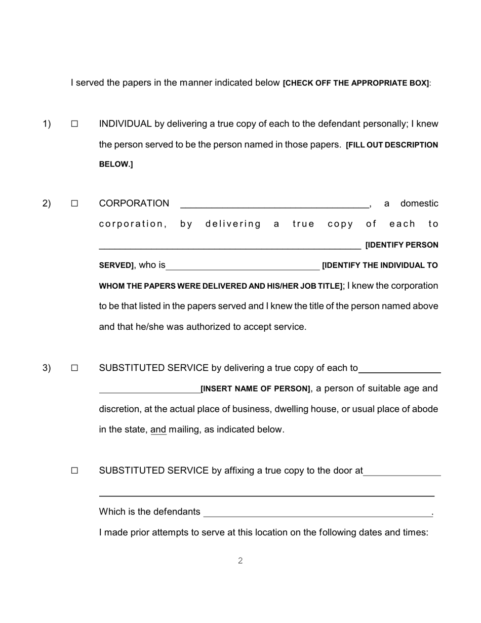 Affidavit in Service of Initiating Papers - Queens County, New York, Page 2